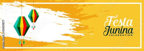 festa junina abstract yellow celebration banner with grunge effect