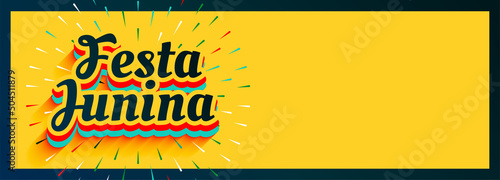 festa junina 3d style text on yellow banner