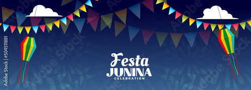 cheerful festa junina blue festival banner design