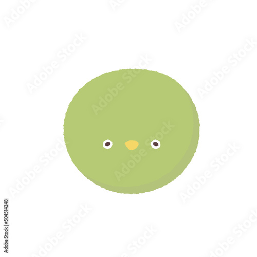 緑の丸い鳥の顔 - メジロ - かわいい手描きタッチの動物のイメージ素材
