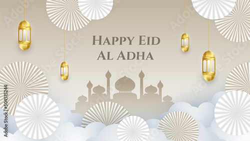 Greeting Islamic Ied Al Adha nature colorful design background