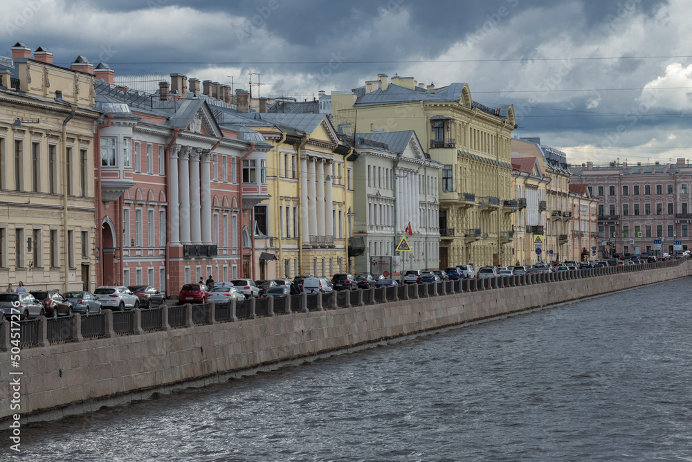 Cloudy September day on the Fontanka river embankment. Saint Petersburg