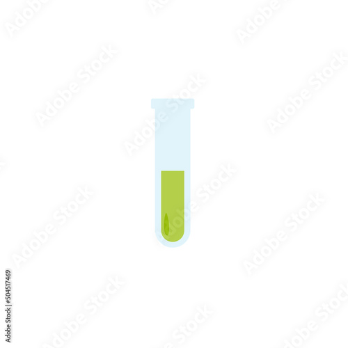Lab chemical tubes set. Glass beaker, tubes and bottles, tools for laboratory experiment, flasks in holder, burner. Vector illustration for chemistry, medical research, science concept