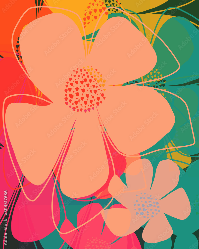 © ALICIA BOCK/Stocksy - Layered Illustration Of Retro Inspired Flowers
