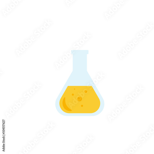 Lab chemical tubes set. Glass beaker, tubes and bottles, tools for laboratory experiment, flasks in holder, burner. Vector illustration for chemistry, medical research, science concept
