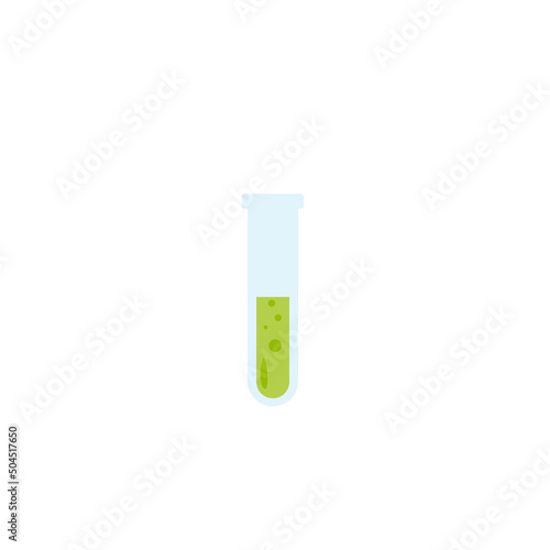 Lab chemical tubes set. Glass beaker, tubes and bottles, tools for laboratory experiment, flasks in holder, burner. Vector illustration for chemistry, medical research, science concept