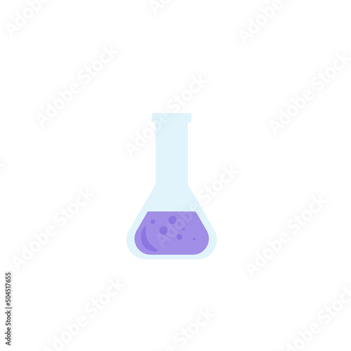 Lab chemical tubes set. Glass beaker, tubes and bottles, tools for laboratory experiment, flasks in holder, burner. Vector illustration for chemistry, medical research, science concept