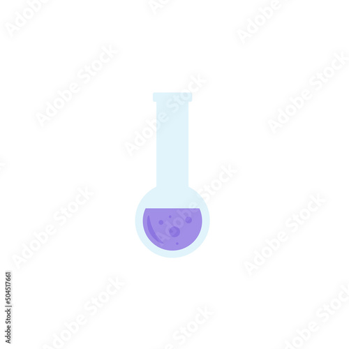 Lab chemical tubes set. Glass beaker, tubes and bottles, tools for laboratory experiment, flasks in holder, burner. Vector illustration for chemistry, medical research, science concept
