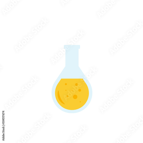 Lab chemical tubes set. Glass beaker, tubes and bottles, tools for laboratory experiment, flasks in holder, burner. Vector illustration for chemistry, medical research, science concept
