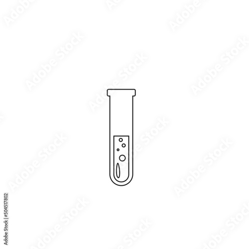 Lab chemical tubes set. Glass beaker, tubes and bottles, tools for laboratory experiment, flasks in holder, burner. Vector illustration for chemistry, medical research, science concept