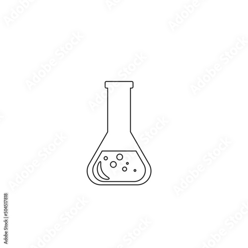 Lab chemical tubes set. Glass beaker, tubes and bottles, tools for laboratory experiment, flasks in holder, burner. Vector illustration for chemistry, medical research, science concept