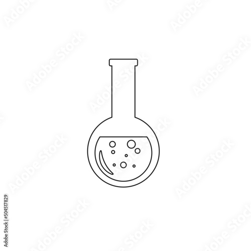 Lab chemical tubes set. Glass beaker, tubes and bottles, tools for laboratory experiment, flasks in holder, burner. Vector illustration for chemistry, medical research, science concept