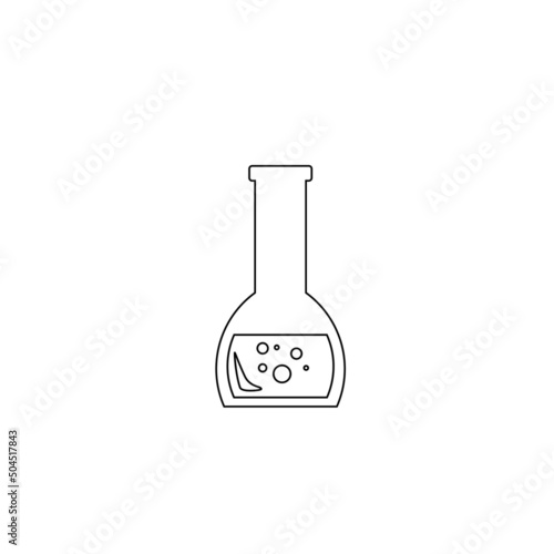 Lab chemical tubes set. Glass beaker, tubes and bottles, tools for laboratory experiment, flasks in holder, burner. Vector illustration for chemistry, medical research, science concept