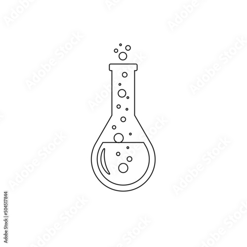 Lab chemical tubes set. Glass beaker, tubes and bottles, tools for laboratory experiment, flasks in holder, burner. Vector illustration for chemistry, medical research, science concept