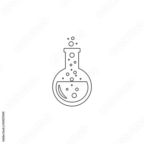 Lab chemical tubes set. Glass beaker, tubes and bottles, tools for laboratory experiment, flasks in holder, burner. Vector illustration for chemistry, medical research, science concept