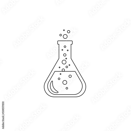 Lab chemical tubes set. Glass beaker, tubes and bottles, tools for laboratory experiment, flasks in holder, burner. Vector illustration for chemistry, medical research, science concept