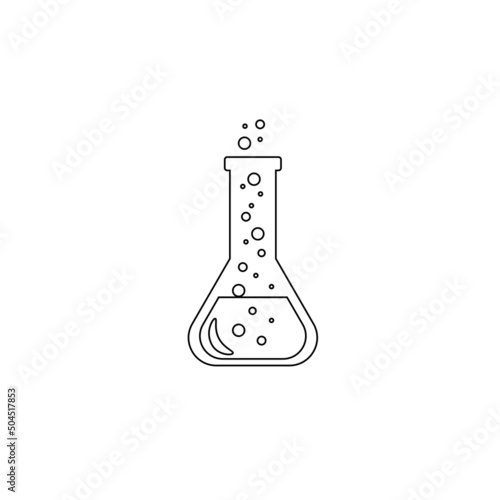 Lab chemical tubes set. Glass beaker, tubes and bottles, tools for laboratory experiment, flasks in holder, burner. Vector illustration for chemistry, medical research, science concept
