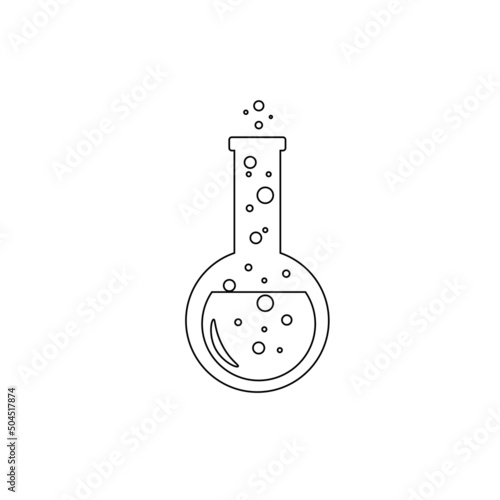 Lab chemical tubes set. Glass beaker, tubes and bottles, tools for laboratory experiment, flasks in holder, burner. Vector illustration for chemistry, medical research, science concept
