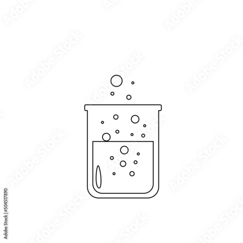 Lab chemical tubes set. Glass beaker, tubes and bottles, tools for laboratory experiment, flasks in holder, burner. Vector illustration for chemistry, medical research, science concept