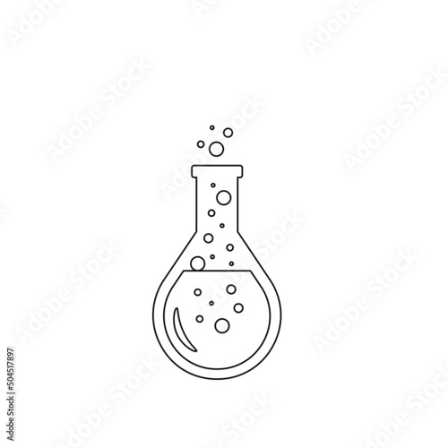 Lab chemical tubes set. Glass beaker, tubes and bottles, tools for laboratory experiment, flasks in holder, burner. Vector illustration for chemistry, medical research, science concept