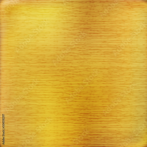 Brushed or polished gold metal texture background. Square Realistic golden jewel backdrop. Vector