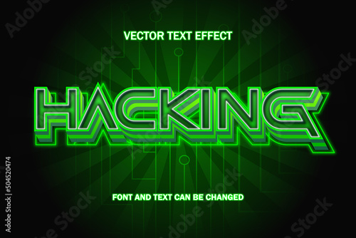 cyber hacking technology glow green light editable text effect text style