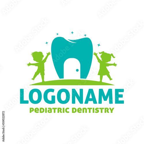 Pediatric dentistry logo template, dental logo