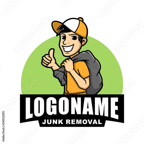 Junk removal services cartoon logo template