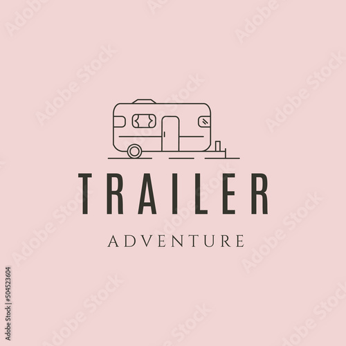 trailer adventure line art logo vector symbol illustration design