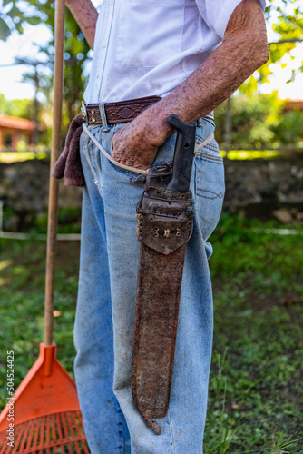 Arm of Farmer in Costa Rica with Machete 