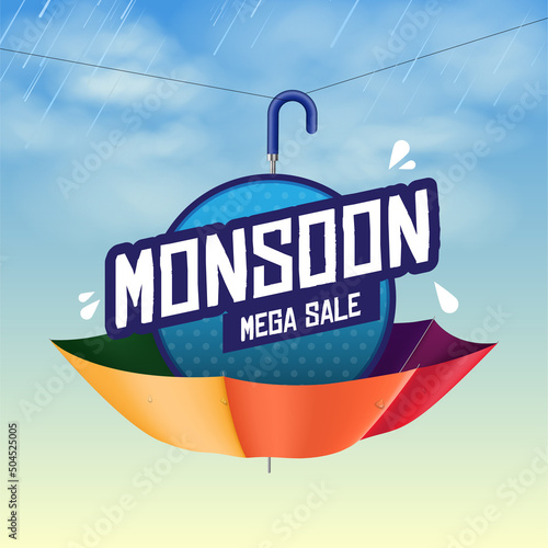 Monsoon Mega sale - Vector illustration