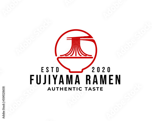 outline fuji mountain ramen noodles logo icon vector template