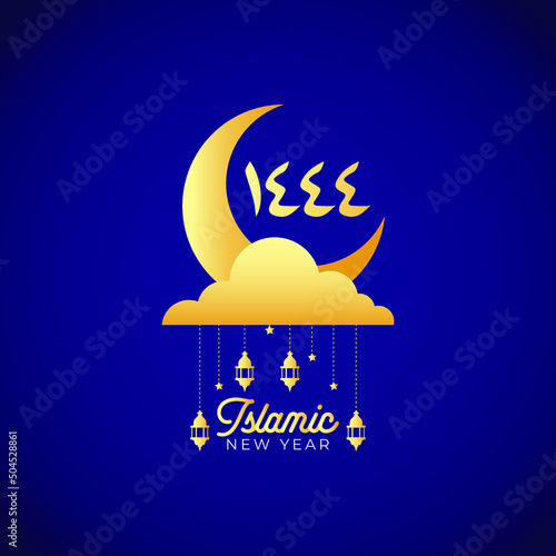illustrations of islamic new year. Happy muharram 1444 design