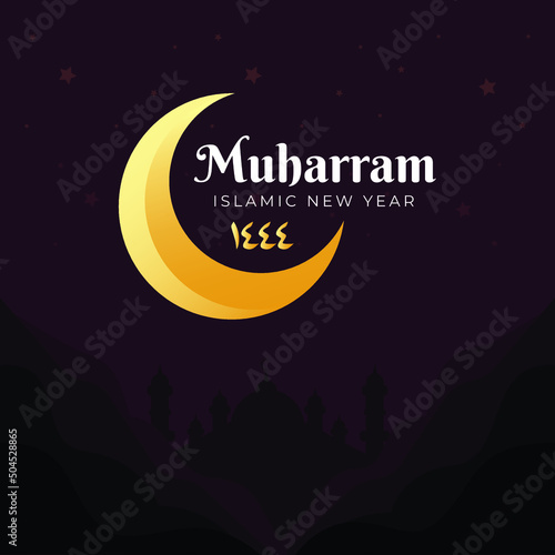 illustrations of islamic new year. Happy muharram 1444 design