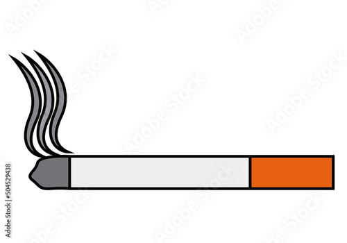 Icono de cigarro encendido en fondo blanco. 