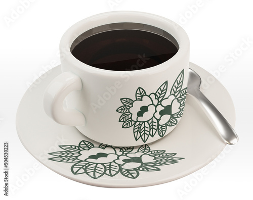 Photography 3d rendering traditional Malaysian and Singapore authentic black coffee Kopi O