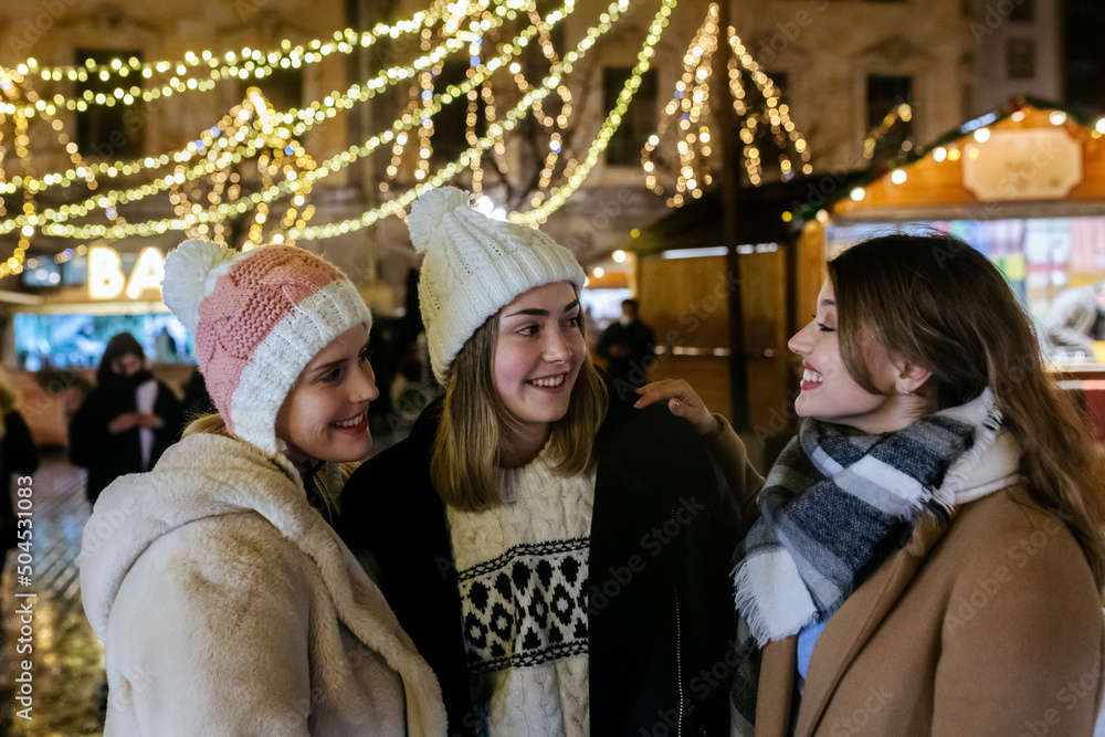 Three young women in the city Three young women in the city