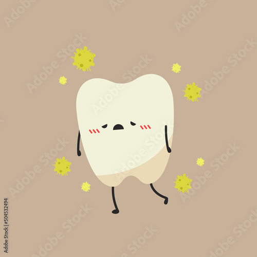 teeth cartoon vector. character design. unclean teeth vector.