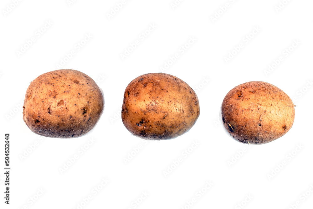 Potato isolated on white background. View from above. Flat layout. Potato isolated on white background. View from above. Flat layout.