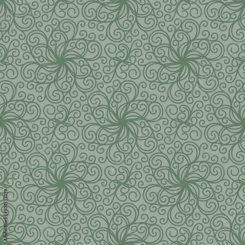 Wallpaper Mural LIGHT GREEN SEAMLESS VECTOR BACKGROUND WITH SPIRAL CURLS Torontodigital.ca