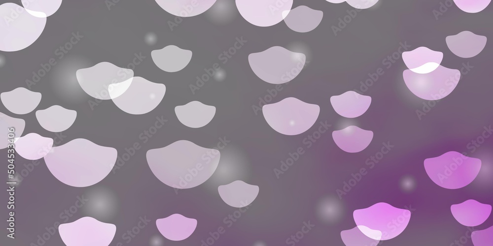 Light Purple vector pattern with circles, stars.