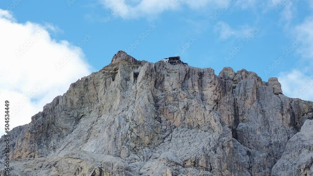 Amazing timelapse to the Lagazuoi mountain range. View from Falzarego mountain pass. Dolomites Unesco world heritage. The most beautiful mountains on Earth. Summer time Amazing timelapse to the Lagazuoi mountain range. View from Falzarego mountain pass. Dolomites Unesco world heritage. The most beautiful mountains on Earth. Summer time