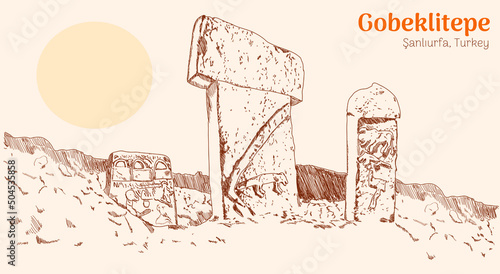 gobekliepe sanliurfa turkey. hand drawing vector illustration 