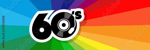 Sixties on radial stripes background	