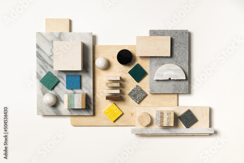 Discarded natural interior materials stone mood board