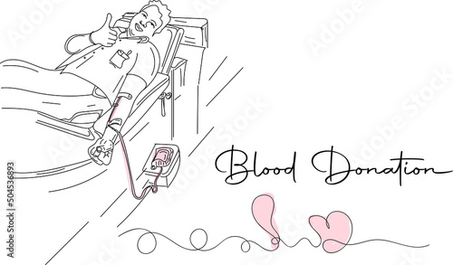 Blood donation logo, Blood Donation illustration, Outline sketch drawing of Blood donation