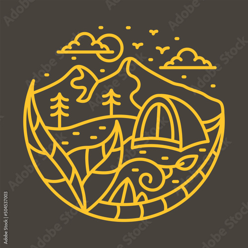 Outdoor camping at night graphic illustration vector art t-shirt design