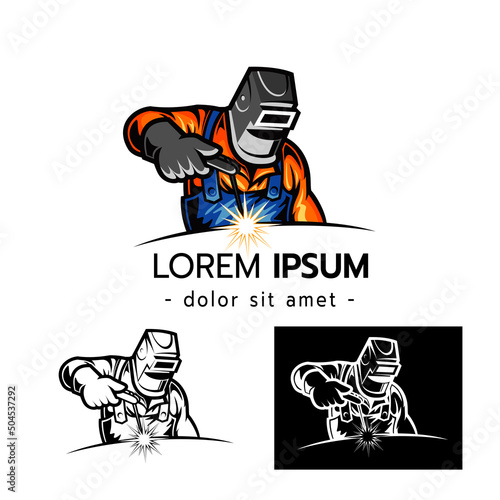 Welder logo on white background vector illustration