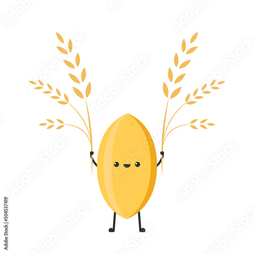 Rice character design. rice vector on white background. Paddy vector.