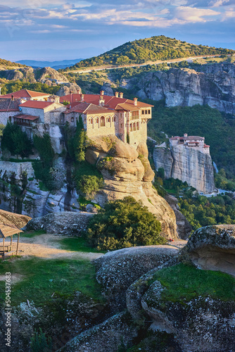 Obraz na płótnie meteora monastery on a sunny day in the mountains of greece w salonie